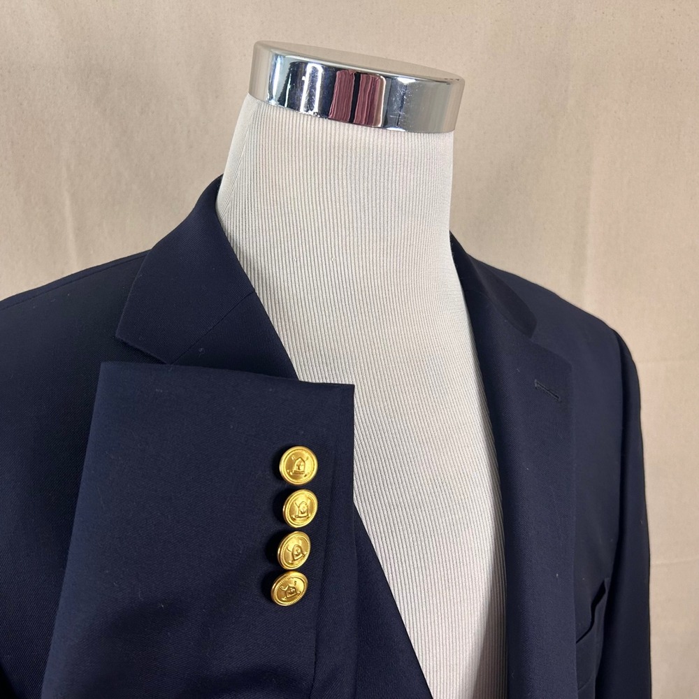 LRL Ralph Lauren 46R Blazer 100% Wool Navy Blue Two Button Lined Vented Formal